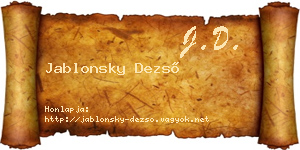 Jablonsky Dezső névjegykártya