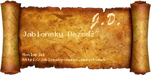 Jablonsky Dezső névjegykártya