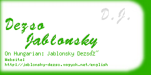 dezso jablonsky business card